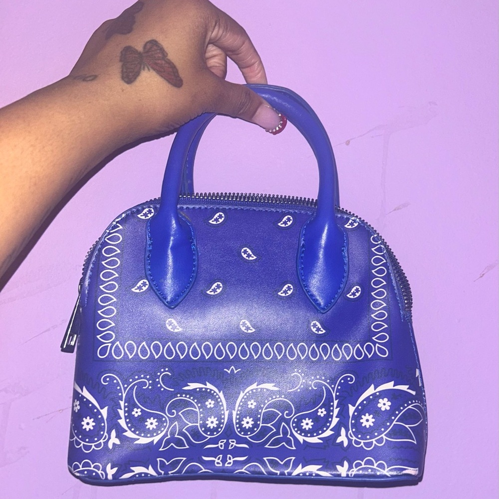 Blue Bandana Print Handbag